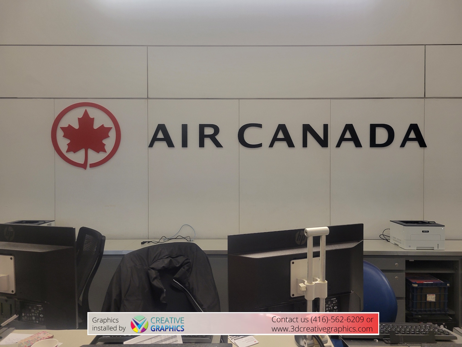 pin-mounts sign installed in YYZ