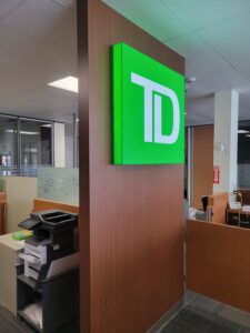 wall graphics TD Bank installed